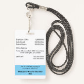 CUSTOM Mitarbeiter-ID-Karte bearbeitet blau weiß Ausweis (Rückseite mit Schlüsselband)