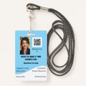 CUSTOM Mitarbeiter-ID-Karte bearbeitet blau weiß Ausweis (Vorderseite mit Schlüsselband)