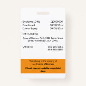 CUSTOM Mitarbeiter-ID-Karte bearbeitet orange weiß Ausweis (Rückseite)