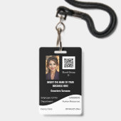 CUSTOM Mitarbeiter-ID-Karte bearbeitet Schwarz-wei Ausweis (Vorderseite mit Lanyard)
