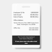 CUSTOM Mitarbeiter-ID-Karte bearbeitet Schwarz-wei Ausweis (Rückseite)