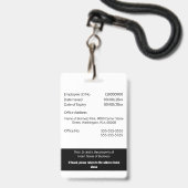 CUSTOM Mitarbeiter-ID-Karte bearbeitet Schwarz-wei Ausweis (Rückseite mit Lanyard)