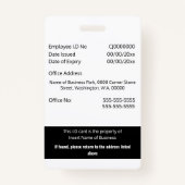 CUSTOM Mitarbeiter-ID-Karte bearbeitet Schwarz-wei Ausweis (Rückseite)