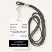 CUSTOM Mitarbeiter-ID-Karte bearbeitet Schwarz-wei Ausweis (Rückseite mit Schlüsselband)