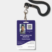 CUSTOM Mitarbeiter-ID-Karte editierbar blau Ausweis (Vorderseite mit Lanyard)