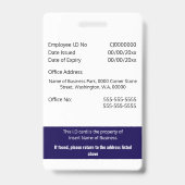 CUSTOM Mitarbeiter-ID-Karte editierbar blau Ausweis (Rückseite)