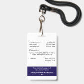 CUSTOM Mitarbeiter-ID-Karte editierbar blau Ausweis (Rückseite mit Lanyard)
