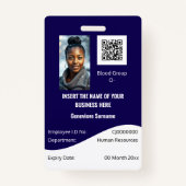 CUSTOM Mitarbeiter-ID-Karte editierbar blau Ausweis (Vorderseite)