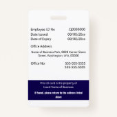 CUSTOM Mitarbeiter-ID-Karte editierbar blau Ausweis (Rückseite)