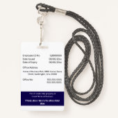 CUSTOM Mitarbeiter-ID-Karte editierbar blau Ausweis (Rückseite mit Schlüsselband)