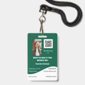 CUSTOM Mitarbeiter ID Karte modern grün Ausweis (Vorderseite mit Lanyard)