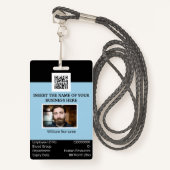 CUSTOM Mitarbeiter-ID-Kartenvorlage dualseitig bla Ausweis (Vorderseite mit Schlüsselband)