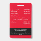 CUSTOM Mitarbeiter-ID-Kartenvorlage zweiseitig rot Ausweis (Back)