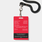CUSTOM Mitarbeiter-ID-Kartenvorlage zweiseitig rot Ausweis (Back with Lanyard)