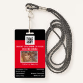 CUSTOM Mitarbeiter-ID-Kartenvorlage zweiseitig rot Ausweis (Vorderseite mit Schlüsselband)