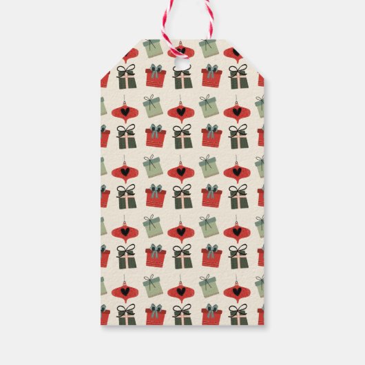 Custom Mitte des Jahrhunderts frohe Weihnachten Geschenkanhänger (Rückseite)