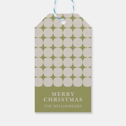 Custom Mitte Jahrhundert Moderne Sage Green Weihna Geschenkanhänger (Rückseite)