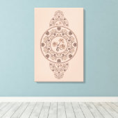 Custom Mocha Rokoko Lotus Ornamental Mandala Leinwanddruck (Insitu (Holzboden))