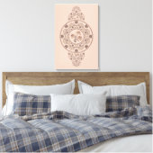 Custom Mocha Rokoko Lotus Ornamental Mandala Leinwanddruck (Insitu (Schlafzimmer))