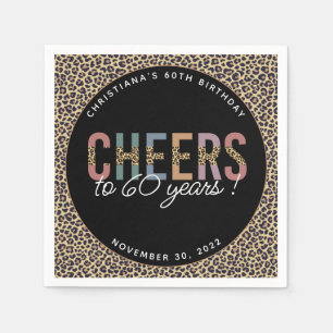 Custom Modern 60. Geburtstagsparty Leopard Print Serviette