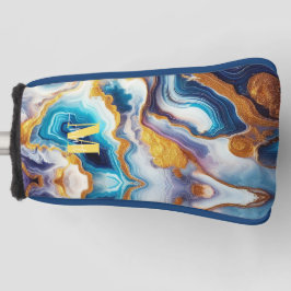 Custom Modern Aqua Lila Golden Monogram Case Mat Golf Headcover