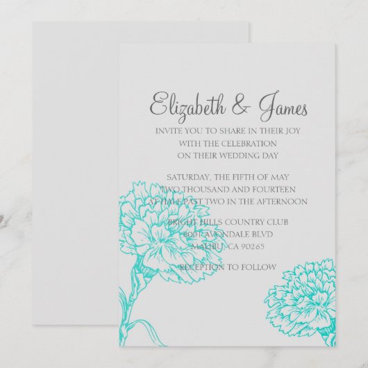 Custom Modern Aqua Wedding Einladungen (Vorne/Hinten)