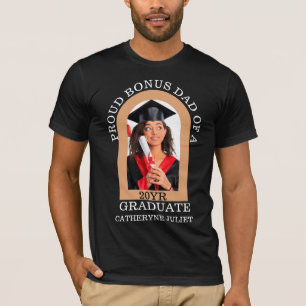 Custom Modern Arch Foto Bonus Papa Abschluss T-Shirt