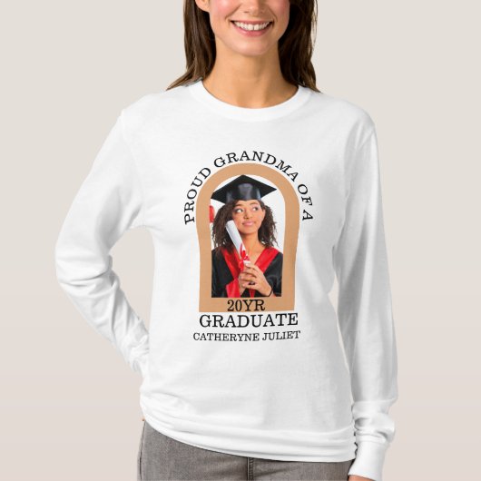 Custom Modern Arch Foto stolze Oma Abschluss T-Shirt (Vorderseite)