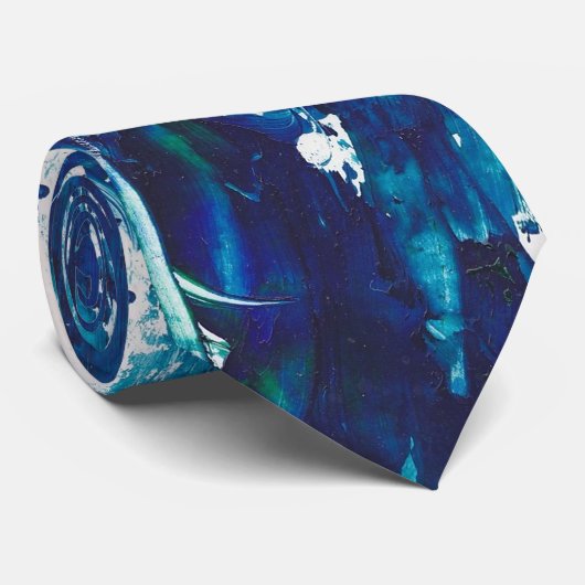 Custom Modern Art Blue Neck Tie Krawatte (Gerollt)
