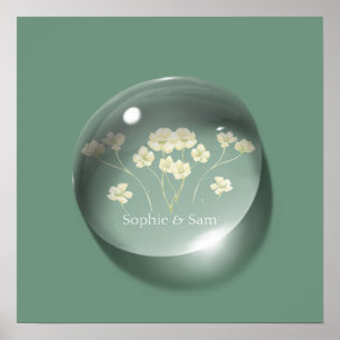Custom Modern Art Blumen Waterdrop Grün Poster