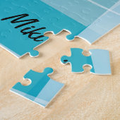 Custom Modern Artistic Geometrie Blue Puzzle (Seite)