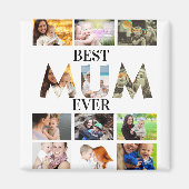 Custom Modern Best Mum Ever 12 Foto Collage Magnet (Vorne)