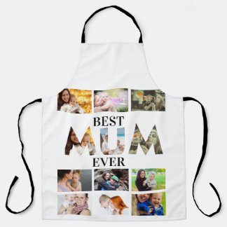 Custom Modern Best Mum Ever 12 Foto Collage Schürze