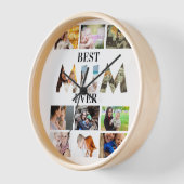 Custom Modern Best Mum Ever 12 Foto Collage Uhr (Winkel)