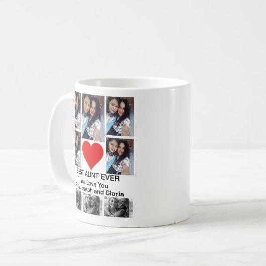 Custom Modern Best Tante je 8 Foto Collage Kaffeetasse (Vorderseite Links)