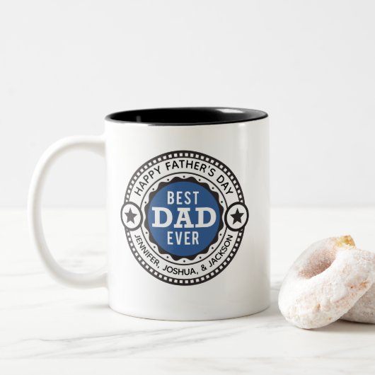 Custom Modern Best Vater Jeden Vatertag Zweifarbige Tasse (Mit Donut)