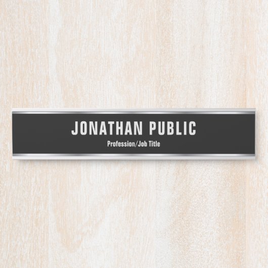 Custom Modern Black And Silver Template Elegant Türschild (Vorderseite )