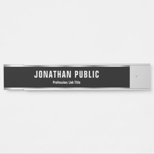 Custom Modern Black And Silver Template Elegant Türschild (Vorderseite )