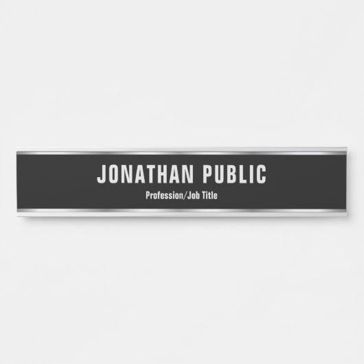 Custom Modern Black And Silver Template Elegant Türschild (Vorderseite )