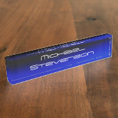 Custom Modern Black Blue Business Namensplakette (Seite)