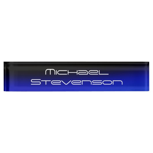 Custom Modern Black Blue Business Namensplakette (Vorderseite)