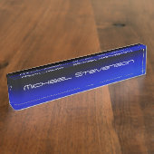 Custom Modern Black Blue Business Namensplakette (Seite)