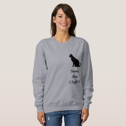 Custom Modern Black Cat Pet Lover Grey Silhouette Sweatshirt (Vorne ganz)