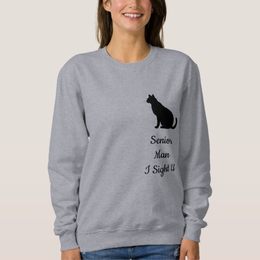 Custom Modern Black Cat Pet Lover Grey Silhouette Sweatshirt (Vorderseite)