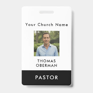Custom Modern Black Church Pastor Photo ID Ausweis