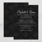 Custom Modern Black Damask Wedding Einladungen (Vorne/Hinten)