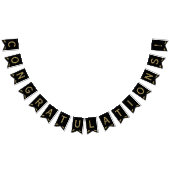 Custom Modern Black, Gold Graduate Herzlichen Glüc Wimpelkette (Alle)