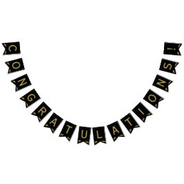 Custom Modern Black, Gold Graduate Herzlichen Glüc Wimpelkette