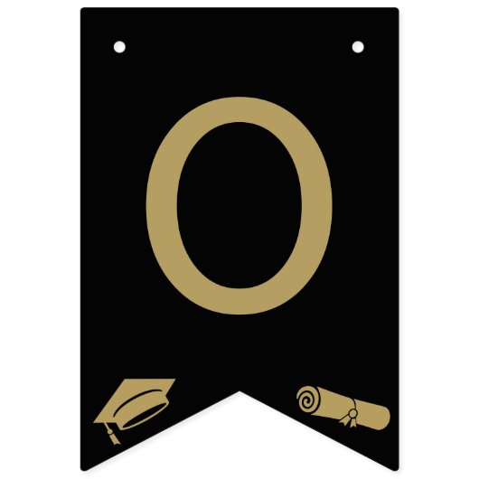 Custom Modern Black, Gold Graduate Herzlichen Glüc Wimpelkette (Zweite Fahne)