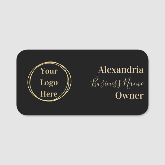 Custom Modern Black Gold Mitarbeiter Namensschild (Vorderseite)